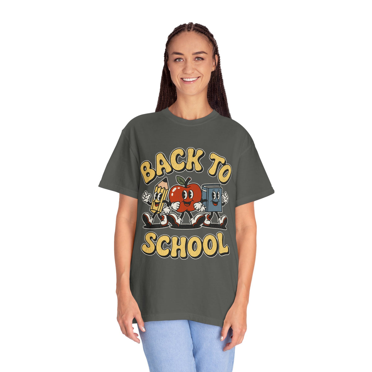 Back to School T-Shirt, Retro Apple Pencil and Book Graphic Tee, Teacher Shirt, First Day Classroom Outfit, Educator Gift, School Staff Top