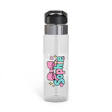 Personalized Pink Bow Water Bottle, Custom Name Drink Bottle for Girls, Cute Pastel School Bottle, Birthday Gift for Her