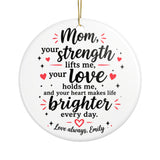 Personalized Mom Christmas Ornament, Custom Name Keepsake, Heartfelt Gift for Mother, Sentimental Christmas Gift from Daughter or Son