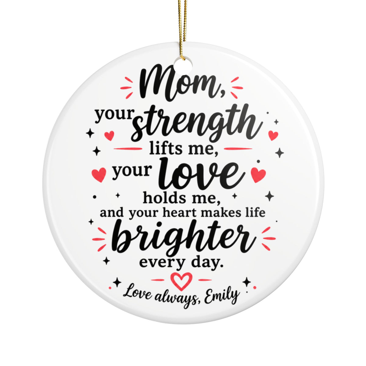Personalized Mom Christmas Ornament, Custom Name Keepsake, Heartfelt Gift for Mother, Sentimental Christmas Gift from Daughter or Son