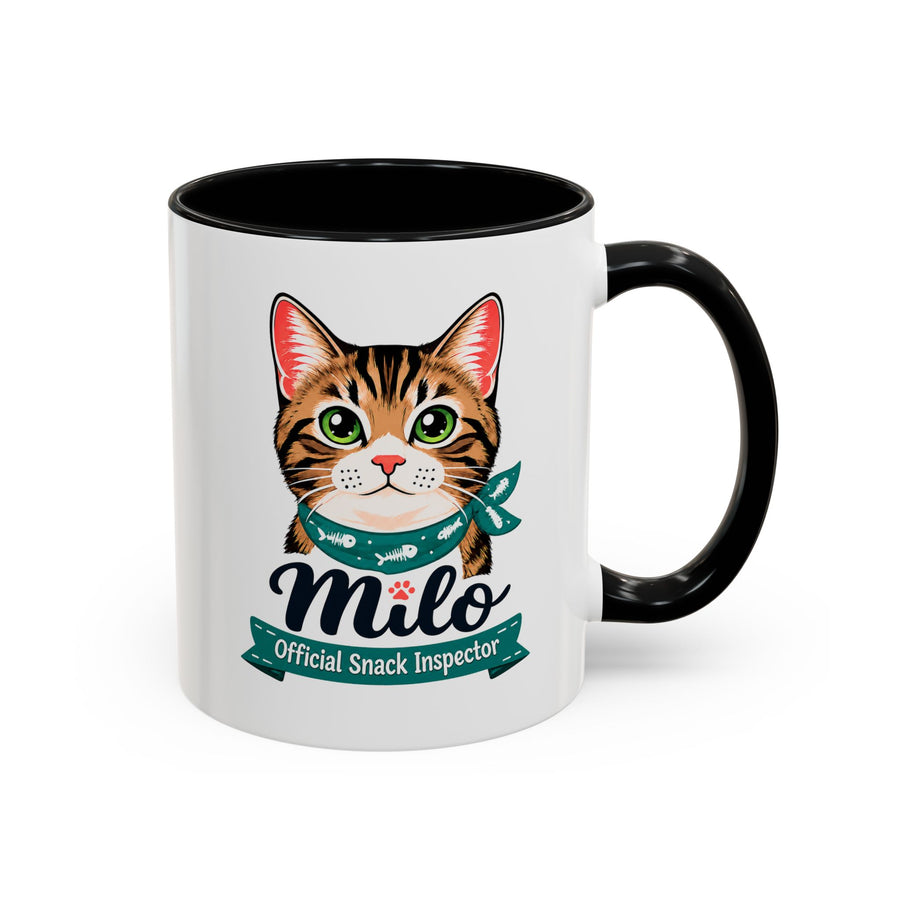 Personalized Cat Lover Mug, Custom Cat Name Coffee Cup, Official Snack Inspector Cat Mug, Funny Pet Parent Gift for Cat Owners