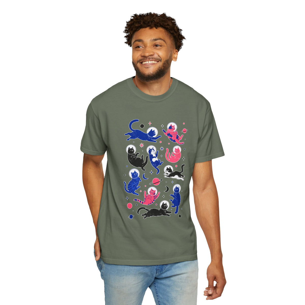 Space Cat Shirt Comfort Colors Tee, Astronaut Cat Graphic T Shirt, Galaxy Cat Lover Gift, Cute Cosmic Kitty Shirt for Women