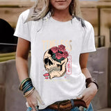 Halloween pattern round neck short sleeved shirt