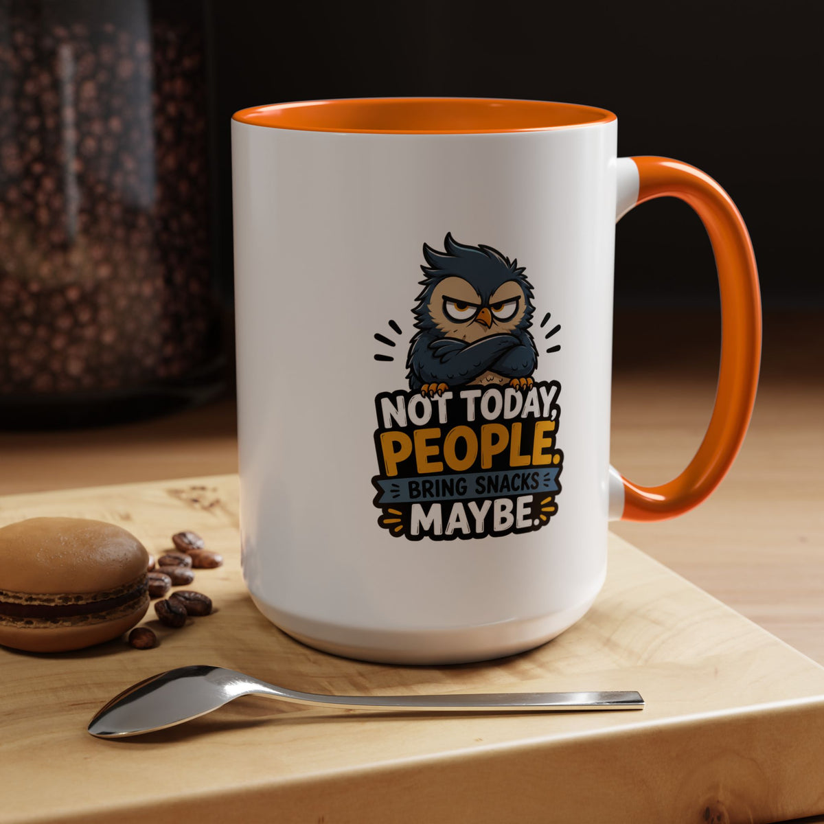 Not Today People Mug, Funny Owl Coffee Cup, Introvert Humor Gift for Coworker, Funny Snack Lover Present, Sarcastic Office Drinkware