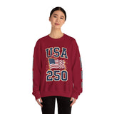 USA 250 Sweatshirt, American Flag Crewneck, Patriotic Pullover, USA 250th Anniversary Gift, Fourth of July Shirt, Americana Top