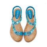 Ladies Shoes Boho Women's Sandals Blue Plaid Flats
