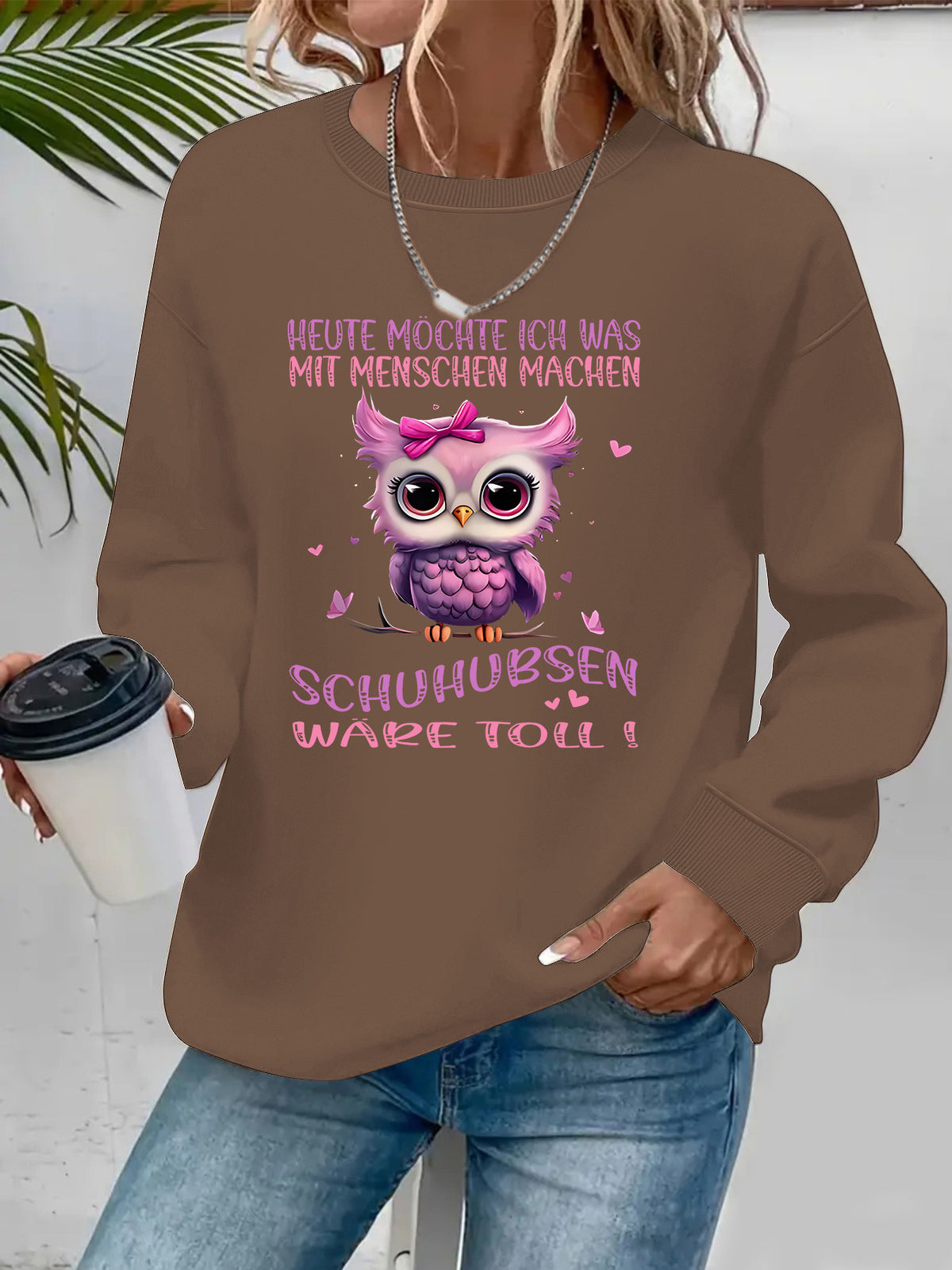 Round neck fleece hoodie