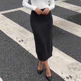 Women's Casual Office Pencil Skirt, Pure Color Loose Midi Skirt, Fitted Knit Dress