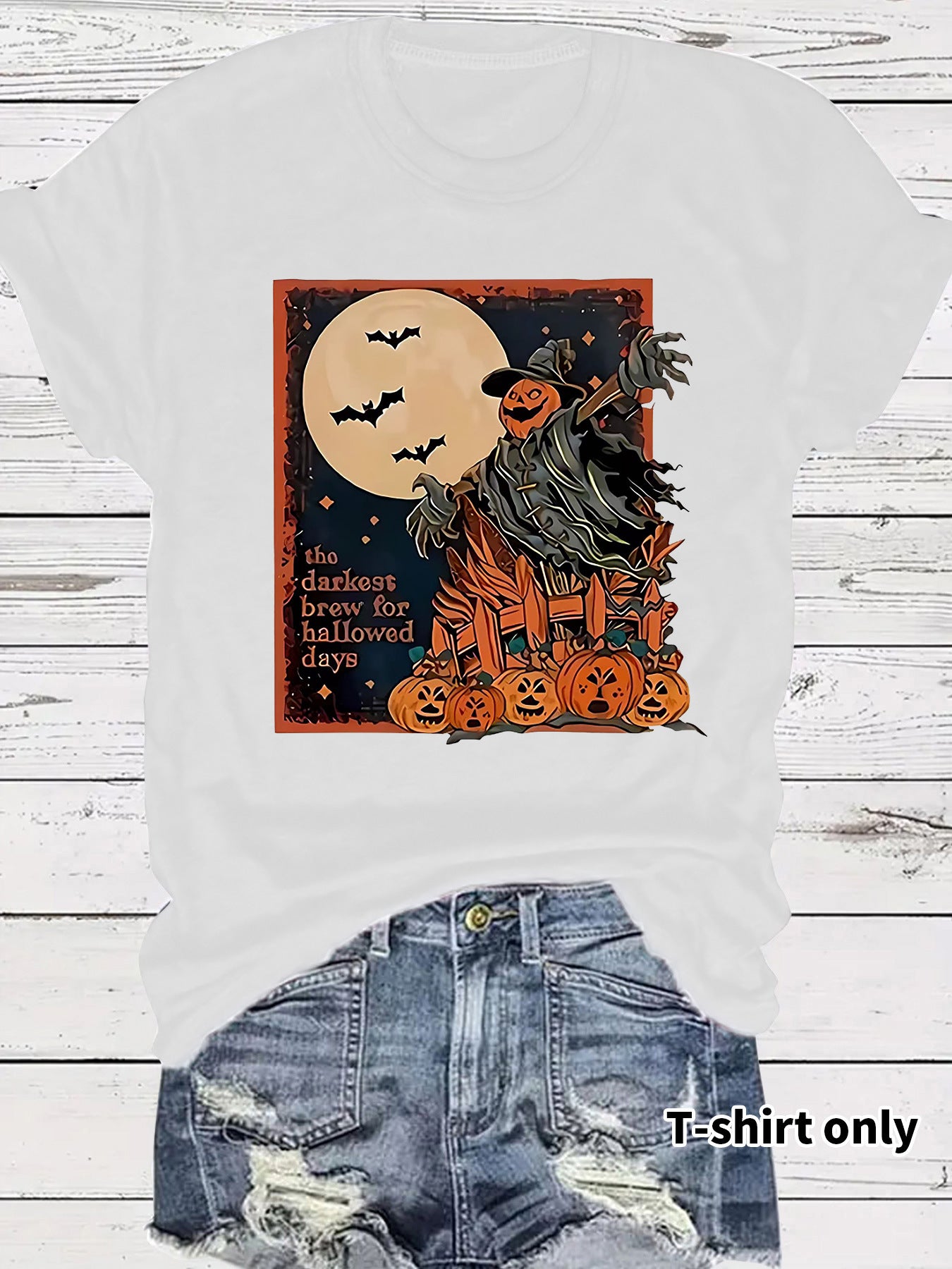 Halloween pumpkin horror element short sleeved shirt