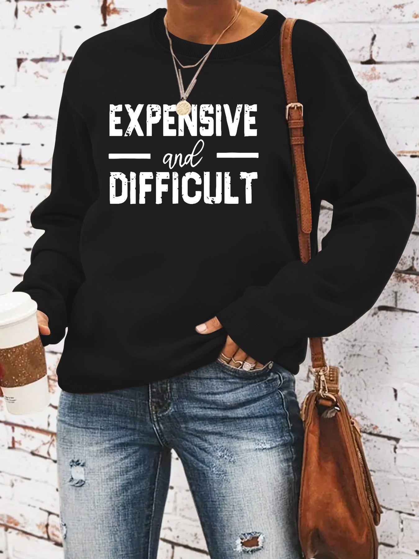 Round neck EXPENSIVE printed pullover sweatshirt sweatshirt