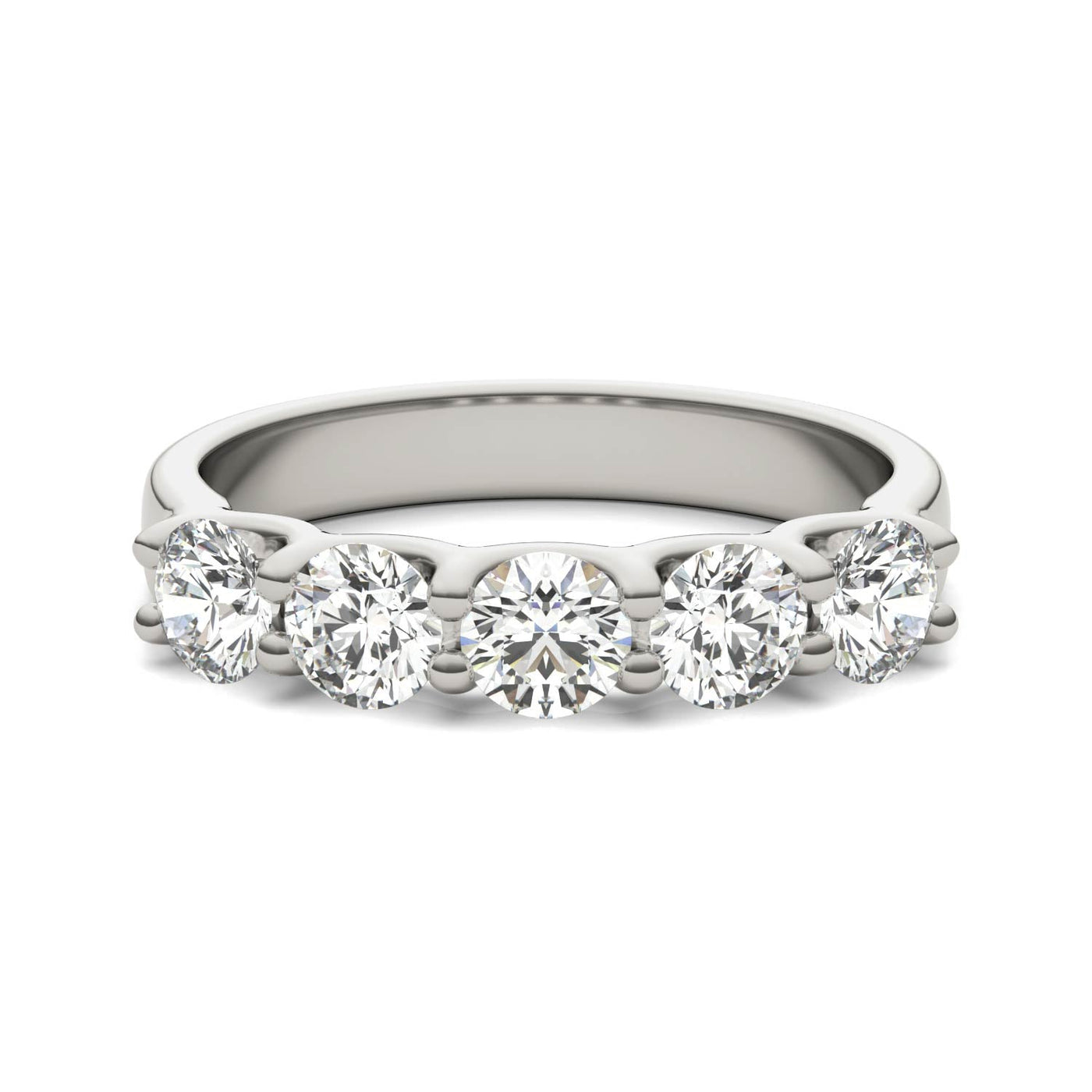 AGI Certified 1 1/4 CTW Round Lab Grown Diamond (G/VS) Five Stone Anniversary Band in 14K White Gold