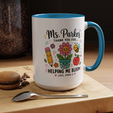 Personalized Teacher Appreciation Mug, Custom Teacher Thank You Coffee Mug, Helping Me Bloom Gift, End of School Year Teacher Gift