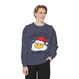 Egg-Cited for Christmas Sweatshirt, Funny Fried Egg Crewneck, Cute Food Pun Holiday Pullover, Christmas Breakfast Gift for Brunch Lover