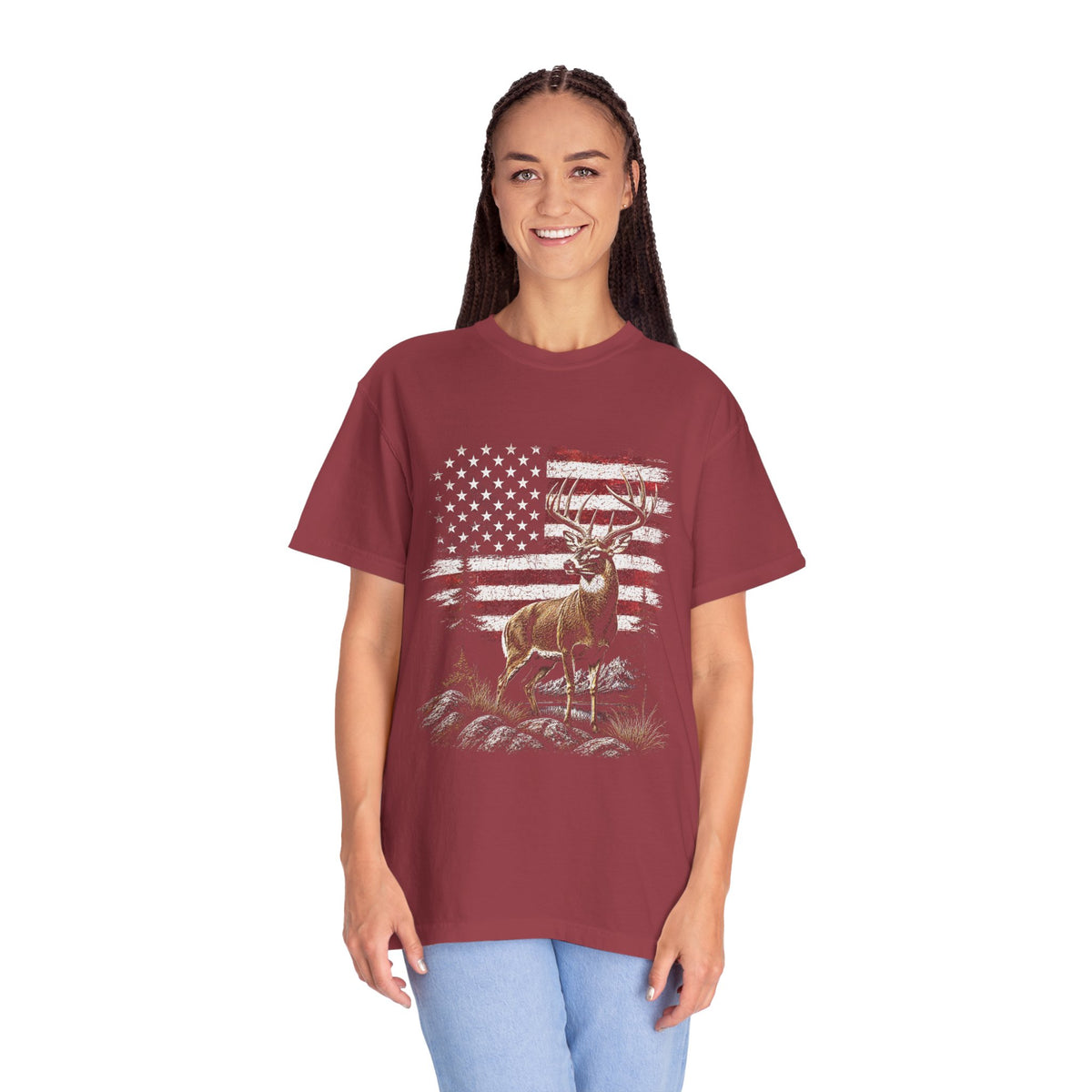 Patriotic Deer Shirt, American Flag Buck T Shirt, Deer Lover Gift, Outdoors Graphic Tee, Country Style Shirt, Fourth of July Gift