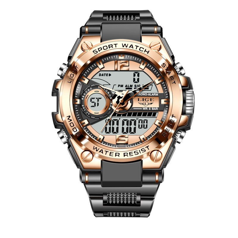 Lige Dual Display Electronic Quartz Watch New Design Luminous Watch Waterproof Watch