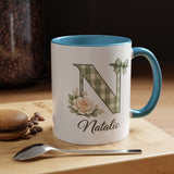 Personalized Monogram Mug with Custom Name, Floral Initial Coffee Mug for Women, Custom Letter Cup, Birthday Gift for Her, Bridesmaid Gift