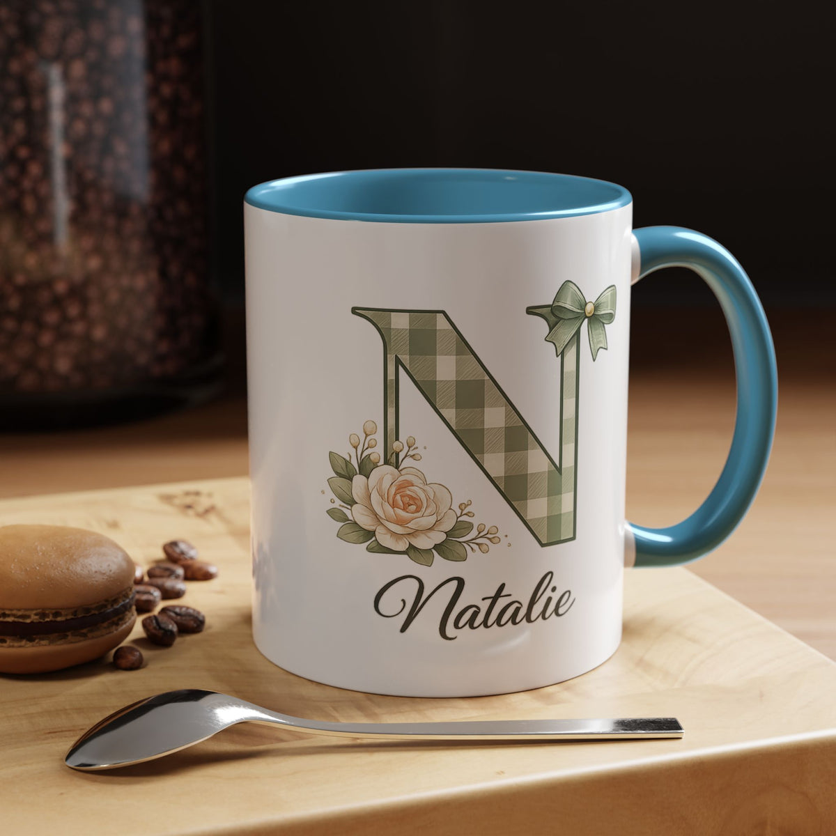 Personalized Monogram Mug with Custom Name, Floral Initial Coffee Mug for Women, Custom Letter Cup, Birthday Gift for Her, Bridesmaid Gift