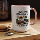 Awesome Teammates Coffee Mug, Coworker Appreciation Gift, Funny Dog and Cat Office Cup, Team Thank You Present for Colleague or Boss