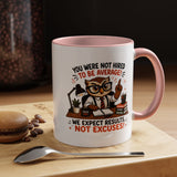 Funny Motivational Office Mug, Results Not Excuses Coffee Cup, Tough Love Gift for Employee, Coworker, Boss or Entrepreneur, Workplace Humor