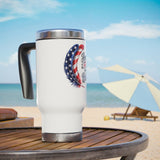 Patriotic Stainless Steel Travel Mug, Home of the Brave Coffee Cup, American Flag Gift, Veteran Gift, USA Travel Tumbler, Military Gift