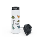 Personalized Dinosaur Water Bottle for Kids, Custom Name School Water Bottle, Dino Lover Gift, Insulated Sports Bottle for Boys