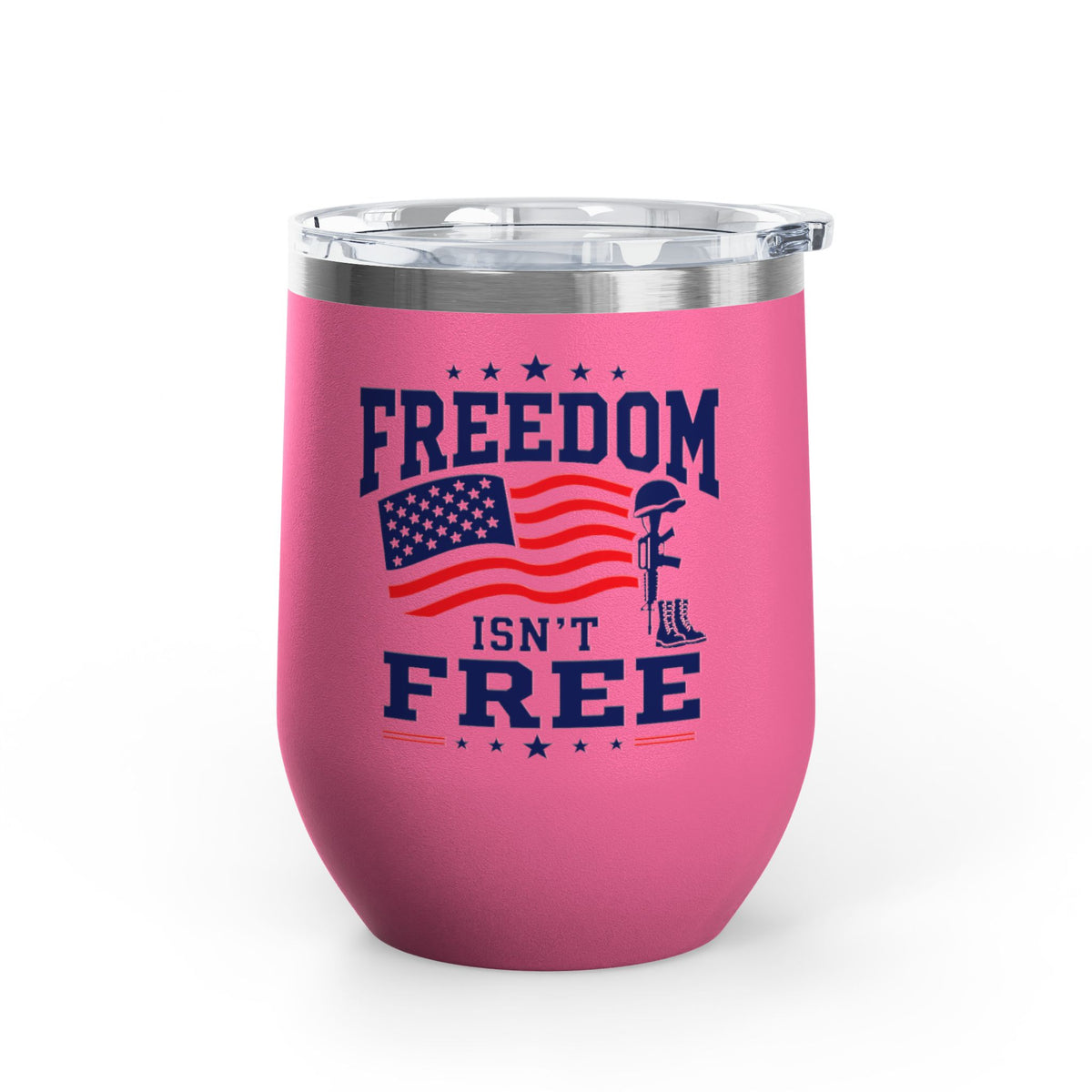 Patriotic Wine Tumbler, Freedom Isn't Free Military Gift, Veteran Gift for Him, American Pride Drinkware, Memorial Day Gif