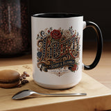 Vintage Patriotic Floral Coffee Mug, Liberty Stars and Blooms Mug, Americana Rose Art Cup, Fourth of July Gift, USA Lover Mug
