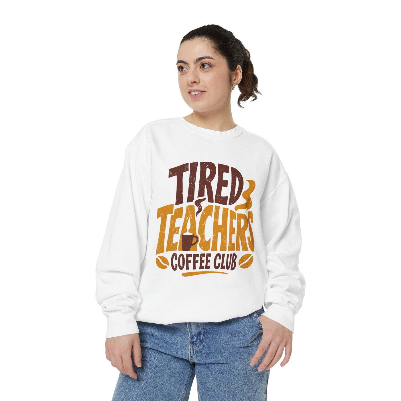 Funny Teacher Coffee Club Comfort Colors Sweatshirt, Tired Teachers Club Graphic Sweatshirt, Teacher Appreciation Gift for Coffee Lovers