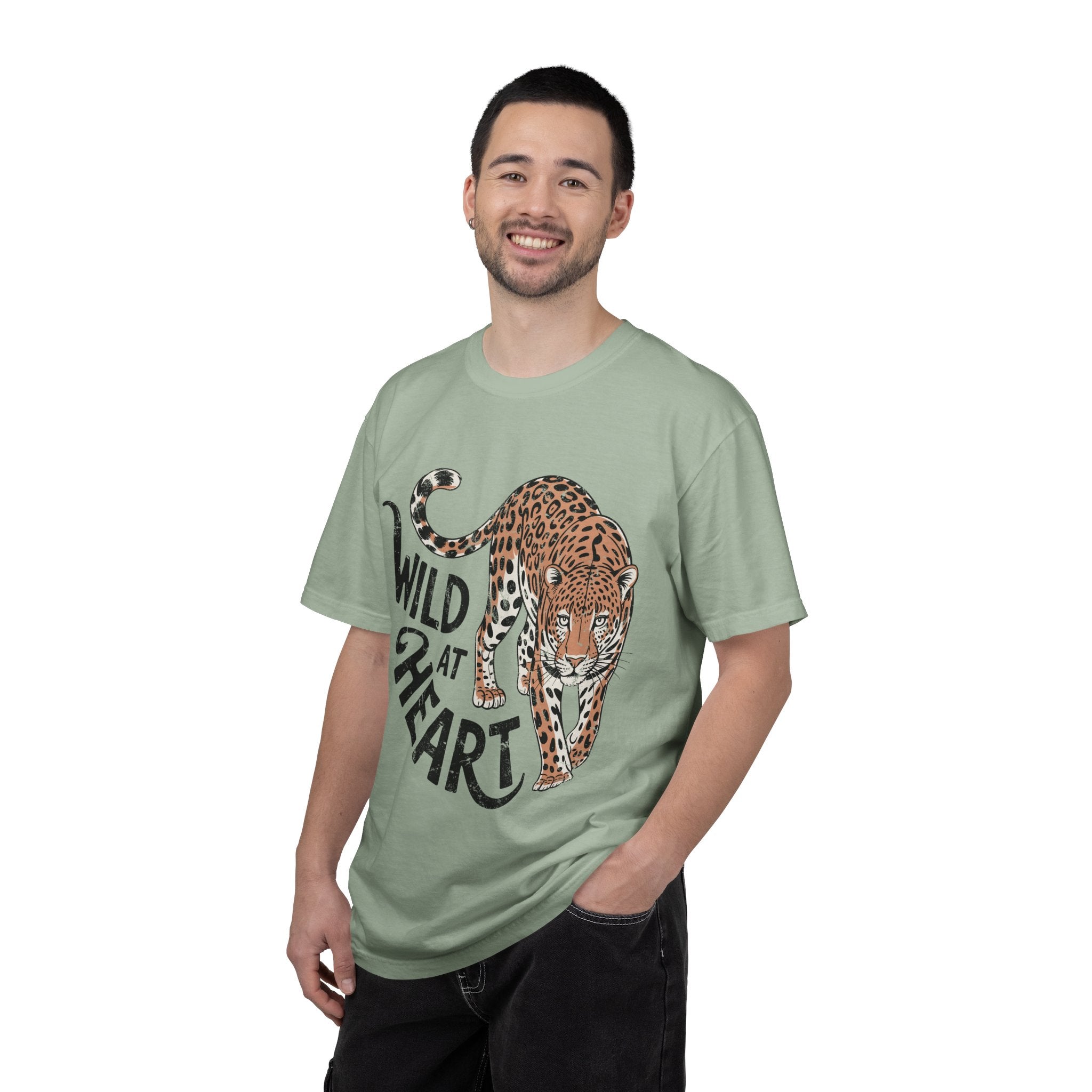 Leopard Graphic Comfort Colors Shirt, Wild At Heart Leopard Tee, Boho Animal Print Shirt, Safari Lover Gift for Women