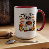 Cute Raccoon Halloween Mug, Ghost Costume Coffee Cup, Spooky Pumpkin Gift for Animal Lover, Fall Birthday or October Office Desk Decor