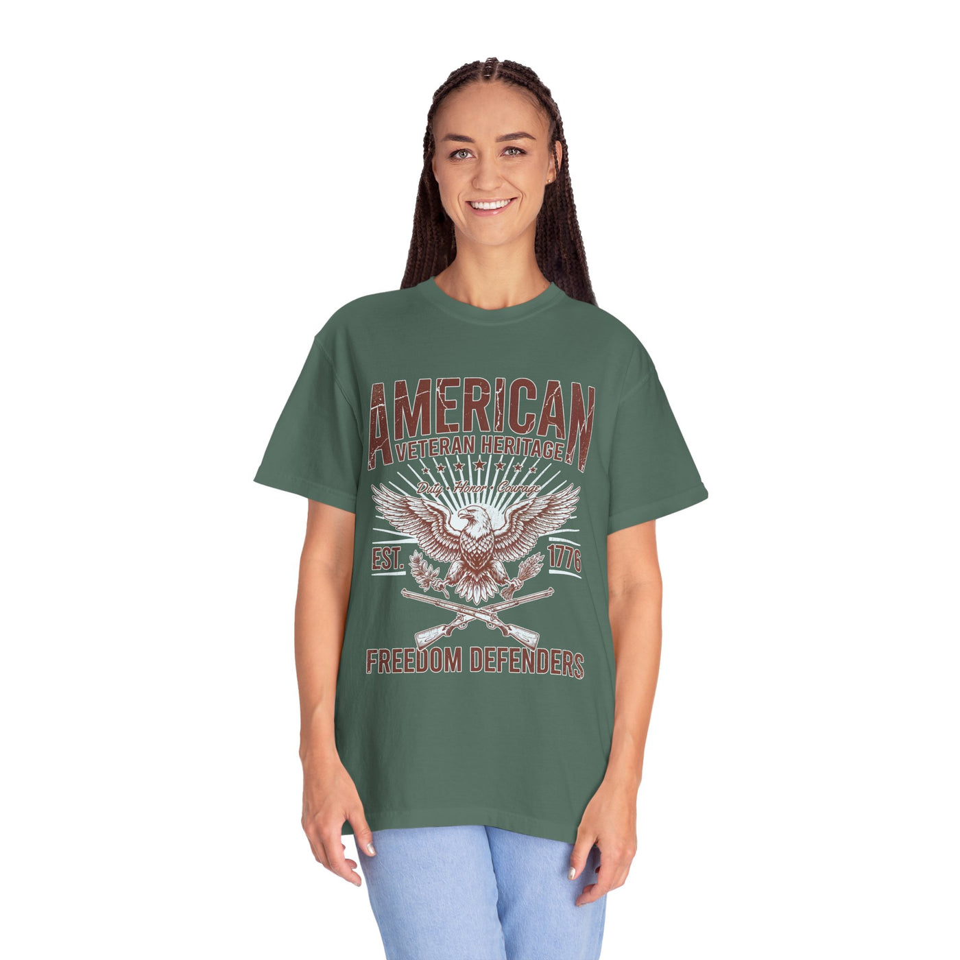 American Veteran Heritage Shirt, Freedom Defenders T-Shirt, Patriotic Eagle Gift, Veterans Day or Military Retirement Tee for Proud Veteran