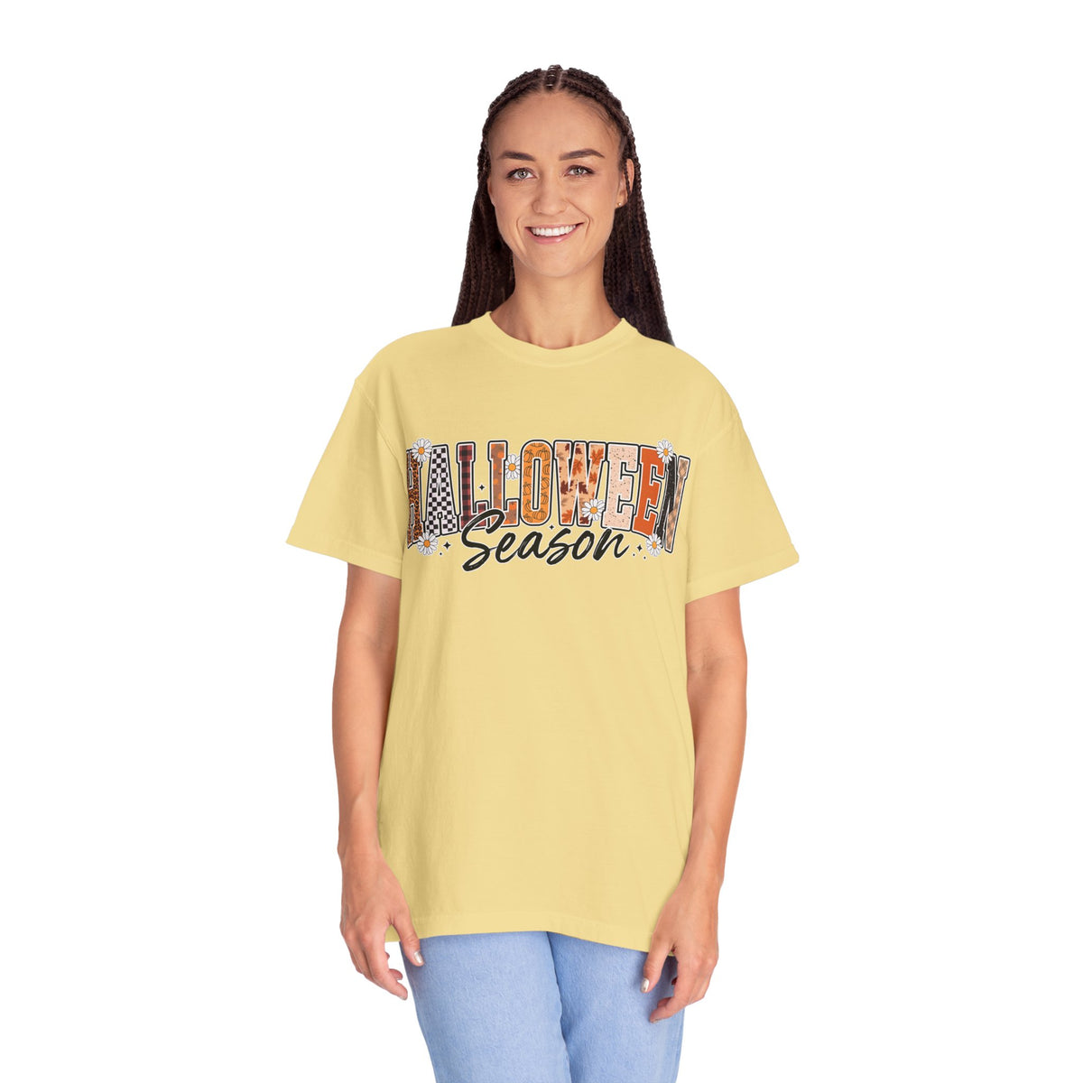 Halloween Season Shirt, Leopard Plaid Pumpkin Letter Graphic Tee, Cute Fall Gift for Women, Spooky October Outfit for Teachers and Moms