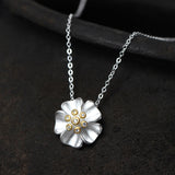 925 Sterling Silver Flower Necklace Zircon Link Chain Necklaces & Pendants For Women Sieraden Collane Kolye