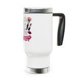 Makeup Lover Travel Mug with Handle, Just a Girl Who Loves Makeup, Cute Cosmetic Coffee Cup, Beauty Gift for Her, Girly Tumbler
