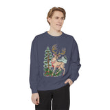 Woodland Deer Sweatshirt, Rustic Stag and Mountain Graphic, Gift for Wildlife Lovers and Hikers, Forest Inspired Cabin Weekend Clothing
