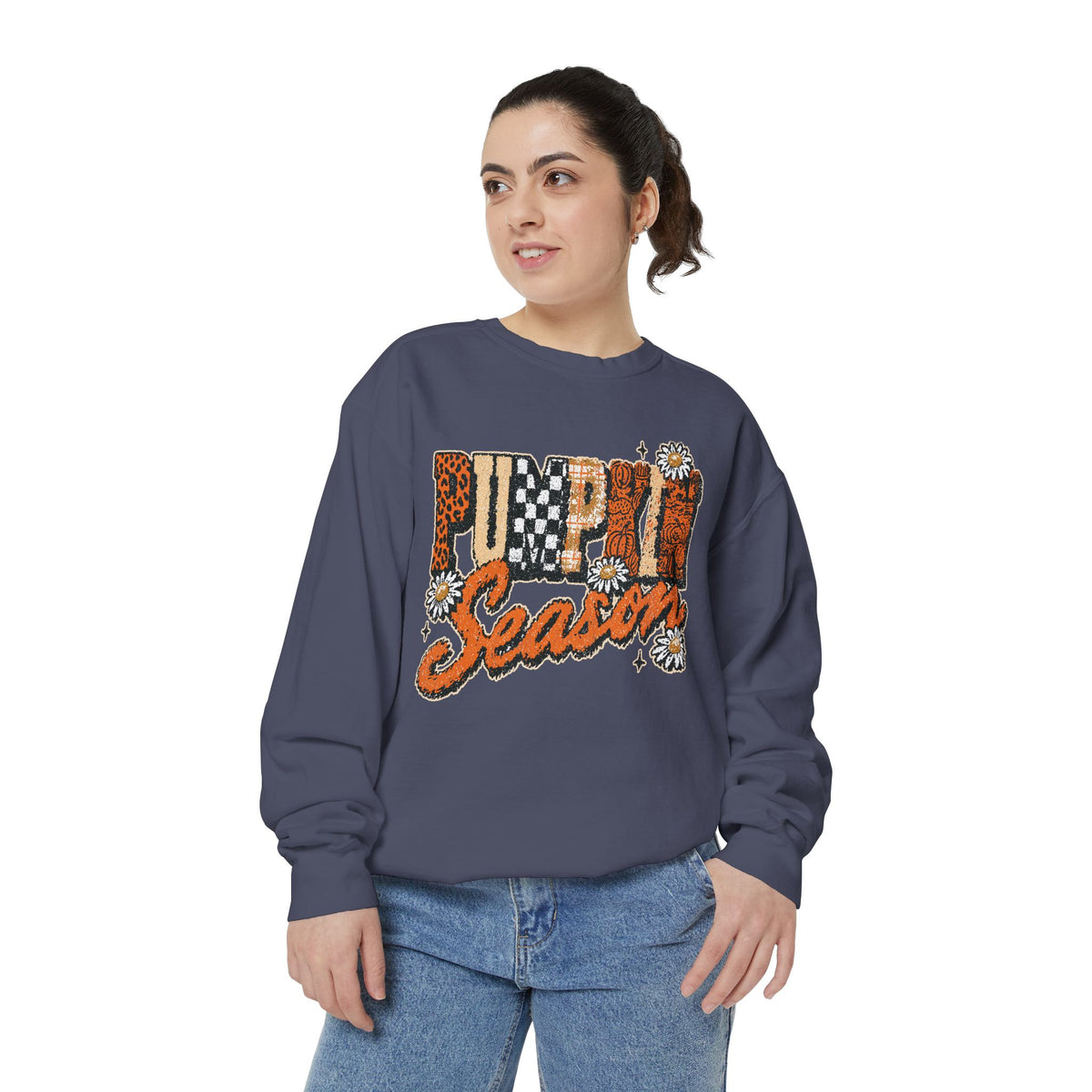 Pumpkin Season Sweatshirt, Retro Leopard Checker Fall Pullover, Cute Autumn Gift for Women, Cozy Thanksgiving October Outfit for Her