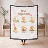 Christian Kids Woven Blanket Lion And Lamb Bible Affirmation Blanket Faith Nursery Gift Baby Shower Gift Christian Nursery Decor