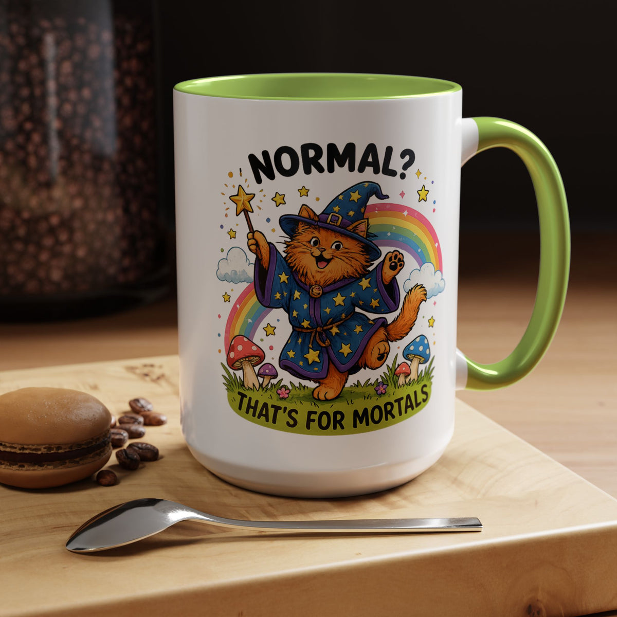 Funny Wizard Cat Mug, Normal That's For Mortals Coffee Mug, Magical Cat Lover Gift, Fantasy Wizard Kitty Mug for Book Lovers