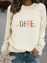 Coffee print pullover sweatshirt sweatshirt