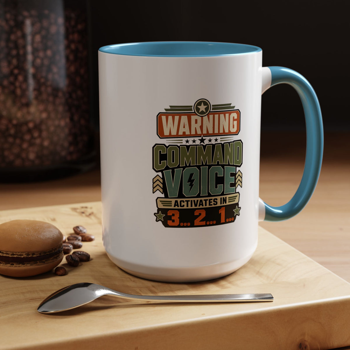 Funny Military Command Voice Mug, Warning Countdown Coffee Cup, Army Dad or Veteran Gift for Him, Retirement Birthday Humor Present