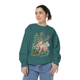 Woodland Deer Sweatshirt, Rustic Stag and Mountain Graphic, Gift for Wildlife Lovers and Hikers, Forest Inspired Cabin Weekend Clothing
