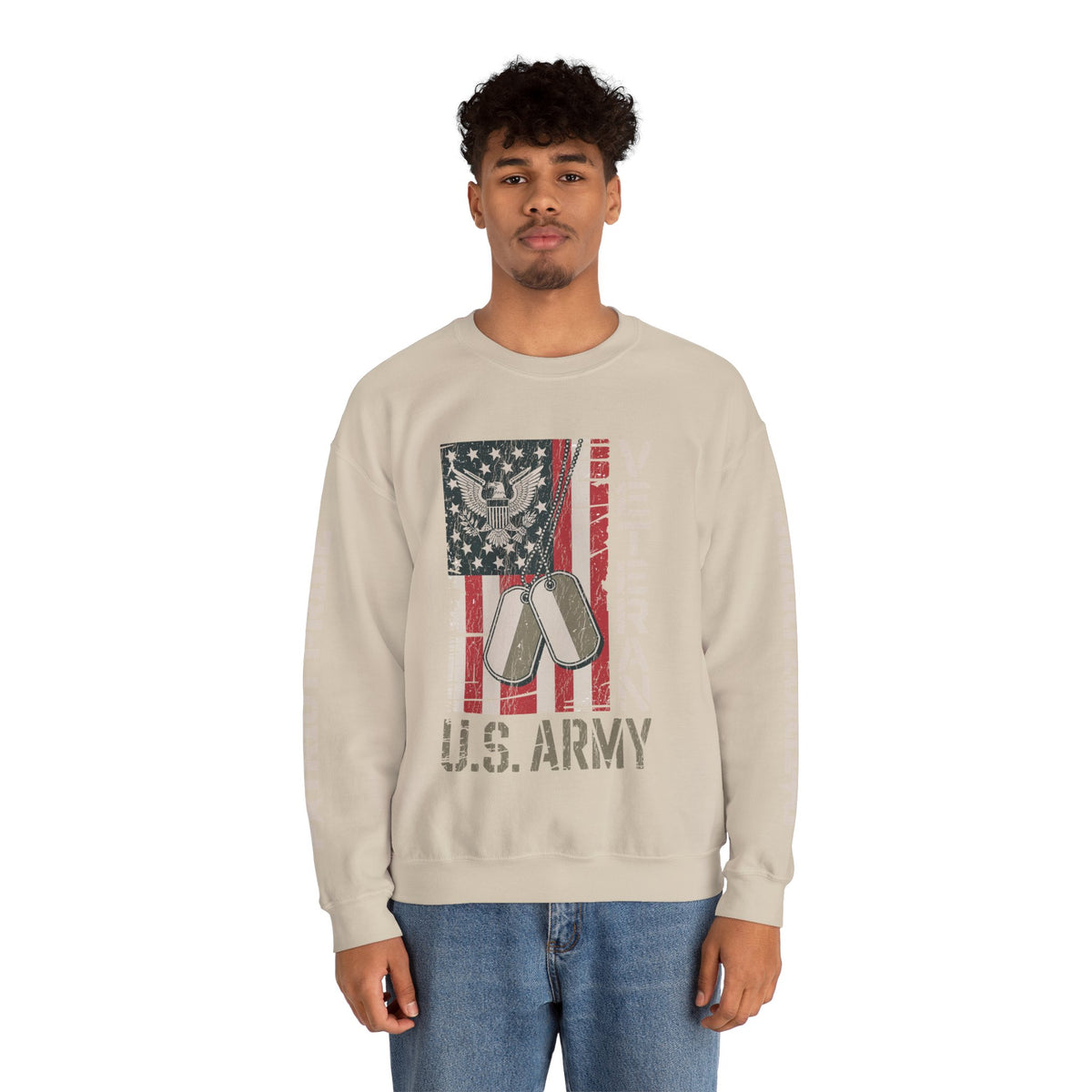 US Army Sweatshirt, Vintage Military Pullover, American Flag Army Top, Veteran Gift, Patriotic Military Clothing, Army Family Gift