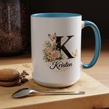 Personalized Butterfly Monogram Mug, Custom Name Coffee Mug with Initial Letter, Floral Mug for Women, Birthday Gift, Elegant Custom Cup
