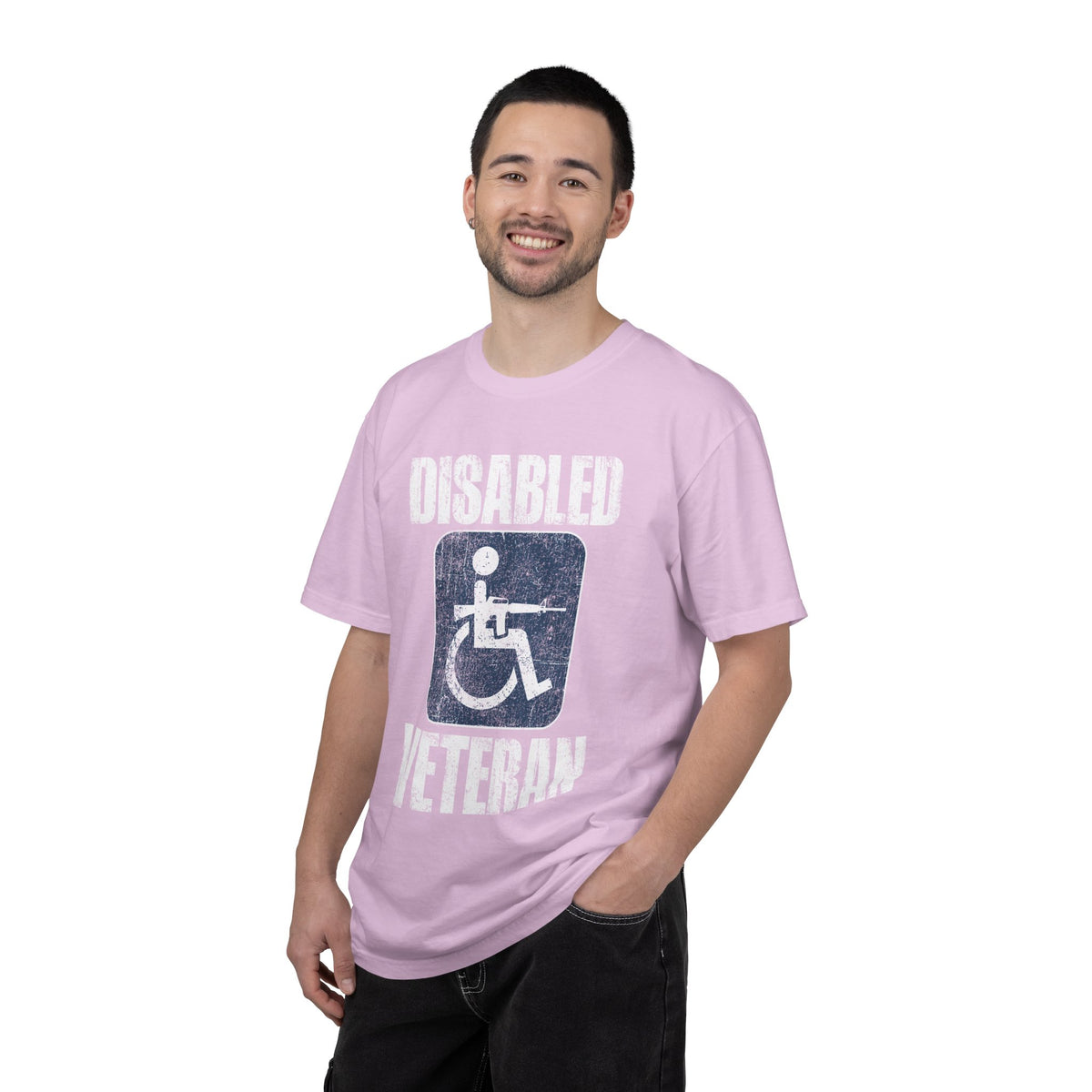 Disabled Veteran Shirt, Distressed Wheelchair and Rifle Graphic, Military Service Pride, Veterans Day Gift and Everyday Casual Wear