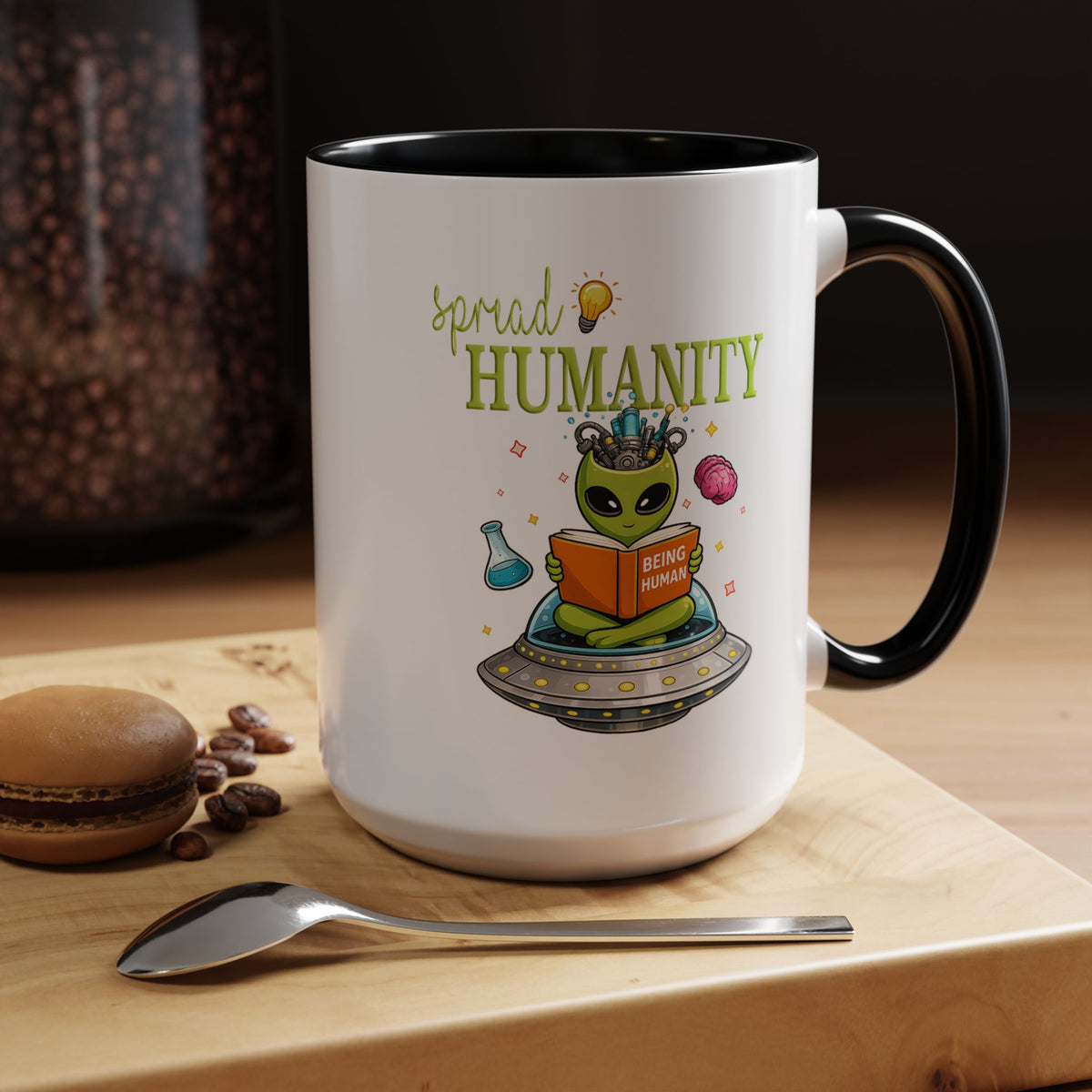 Funny Alien Mug, Being Human Is Weird Coffee Mug, Nerdy Sci-Fi Humor Cup, Alien Lover Gift