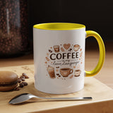 Coffee Is My Love Language Coffee Mug, Cute Cafecito Lover Gift for Her, Aesthetic Barista Latte Ceramic Tea Cup with Pink Handle