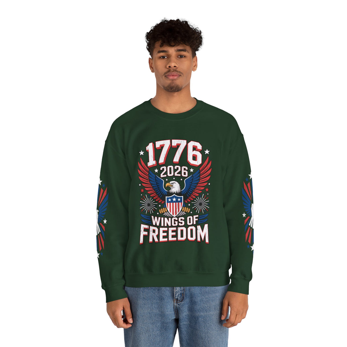 1776 Wings of Freedom Sweatshirt, Patriotic Eagle Pullover, American Flag Crewneck, USA 250th Anniversary Gift, Fourth of July Top