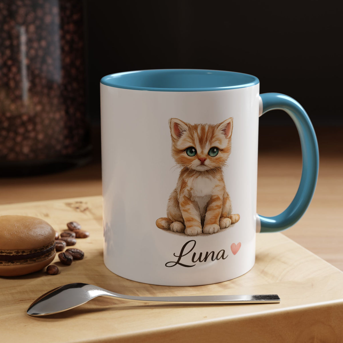 Personalized Cat Lover Mug, Custom Cat Name Coffee Mug, Cute Kitten Mug Gift for Cat Moms, Pet Lover Keepsake Cup