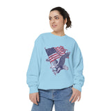 Bald Eagle American Flag Sweatshirt, Retro Patriotic Graphic, Gift for USA Pride Fans, Fourth of July Celebrations and Everyday Clothing