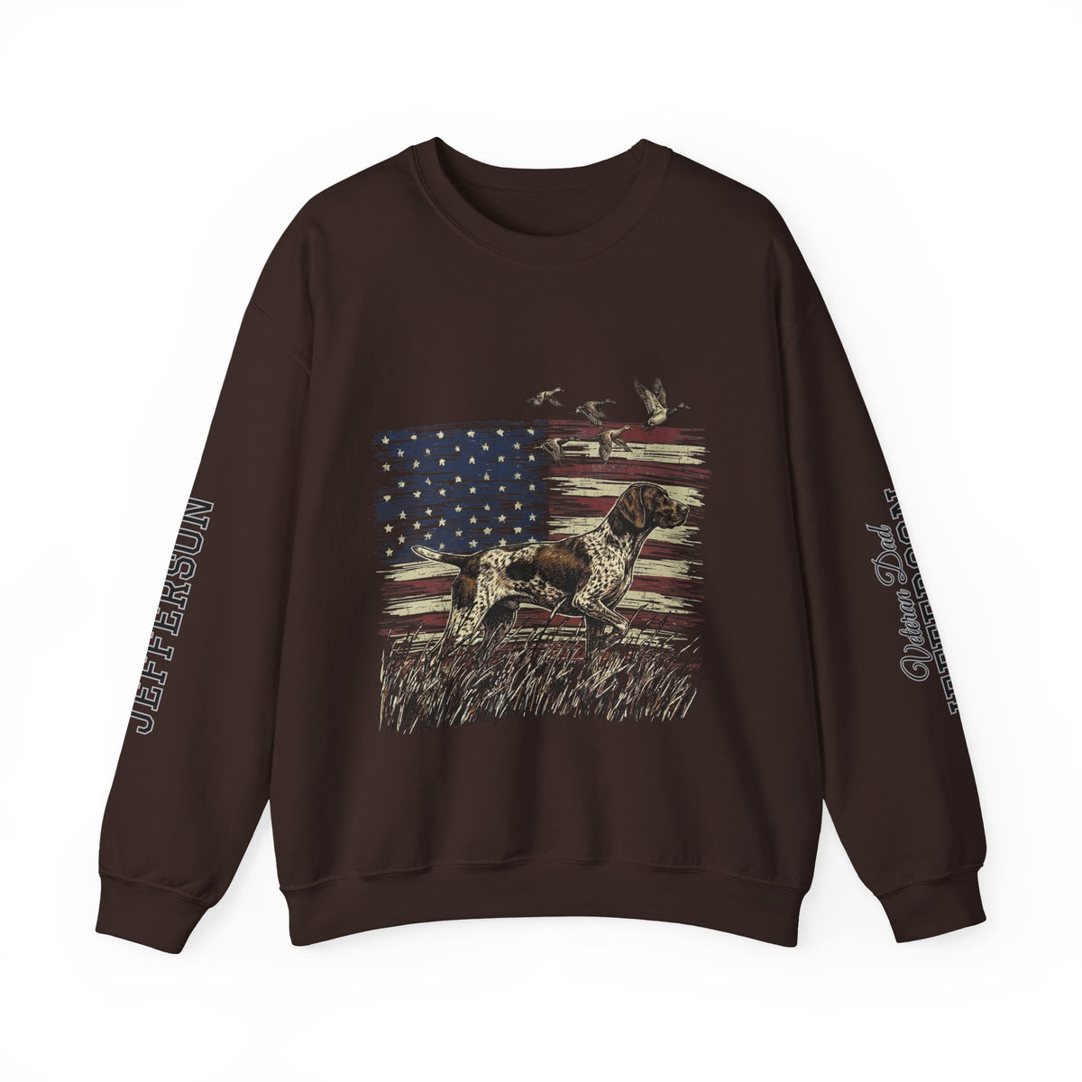 Personalized Patriotic Dog Sweatshirt, Custom Family Name Pullover, American Flag Dog Crewneck, USA Dog Lover Gift, Fourth of July Shirt